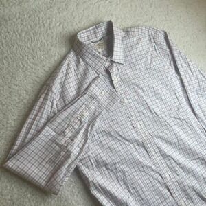 Faherty men's "The Movement" shirt blue plaid stretch breathable L